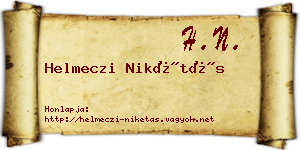 Helmeczi Nikétás névjegykártya